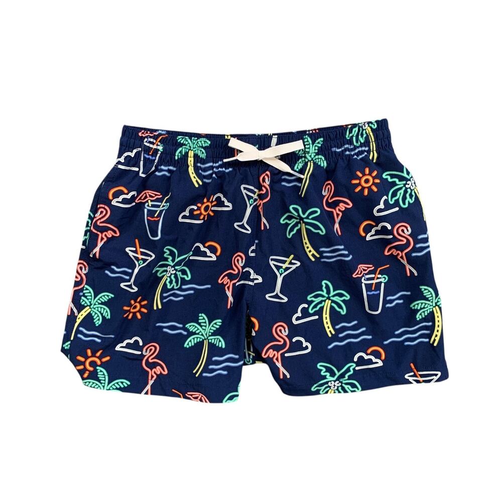 Chubbies‎ Swim Trunks Mens M Medium Navy The Neon Lights Cocktail Brief Lined